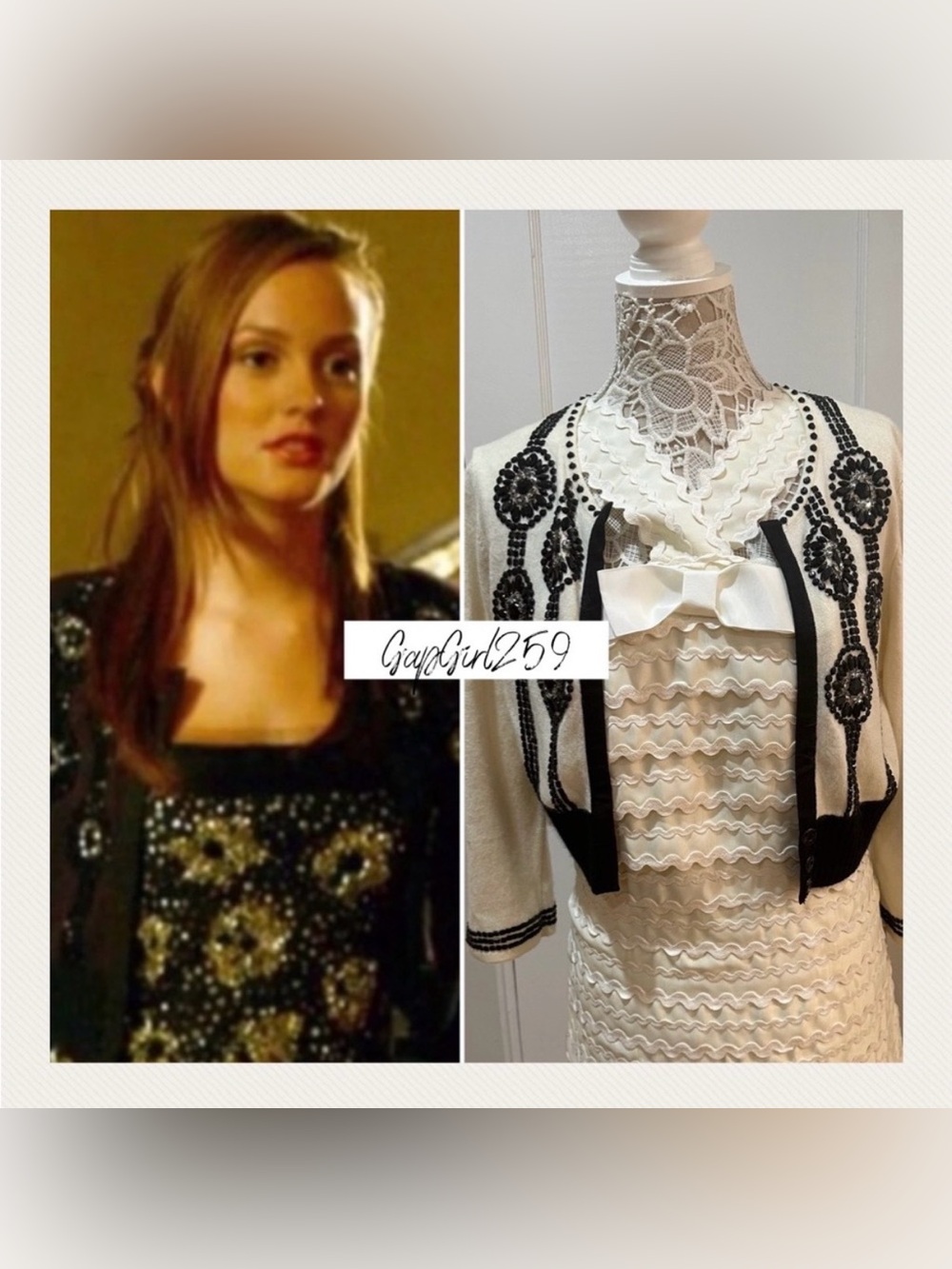 Ivory Nanette Lepore lucky stars cardigan L ASO Blair Waldorf Gossip Girl